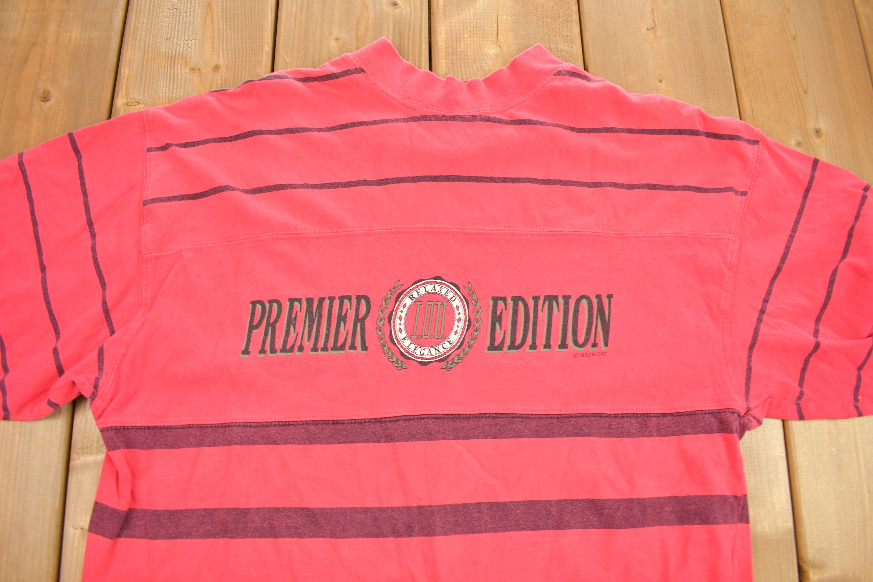 Vintage 1990 IOU Premier Edition Long Sleeve Striped T Shirt