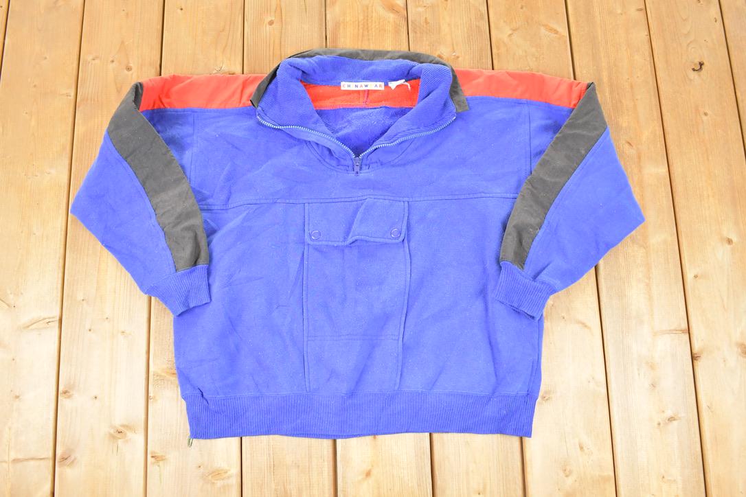 Vintage 1990s Chinawear Unique Collared Crewneck Sweatshirt Men's L