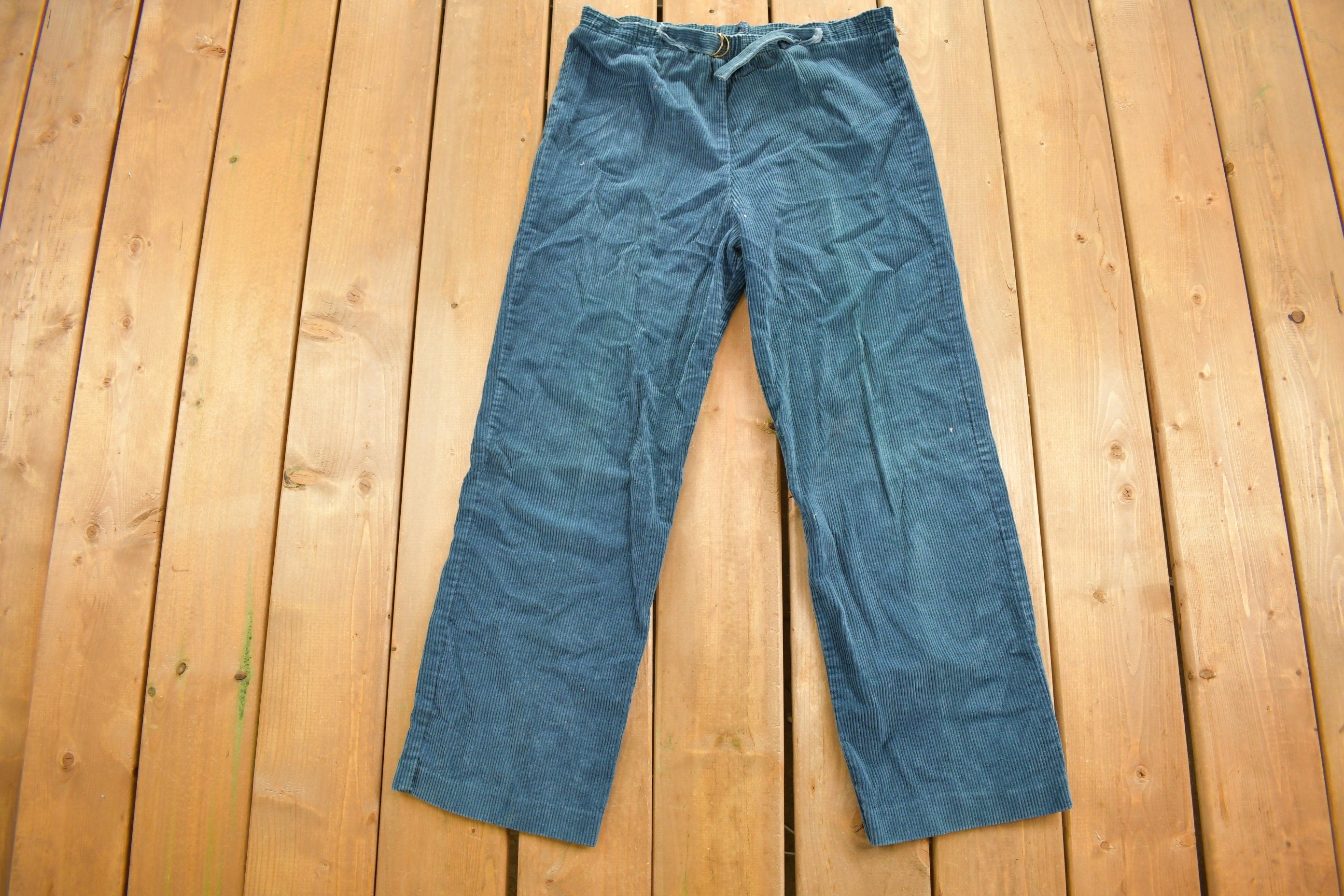 Vintage 1990s Women's Turquoise Corduroy Pants Size 28 - 32 x 26.5