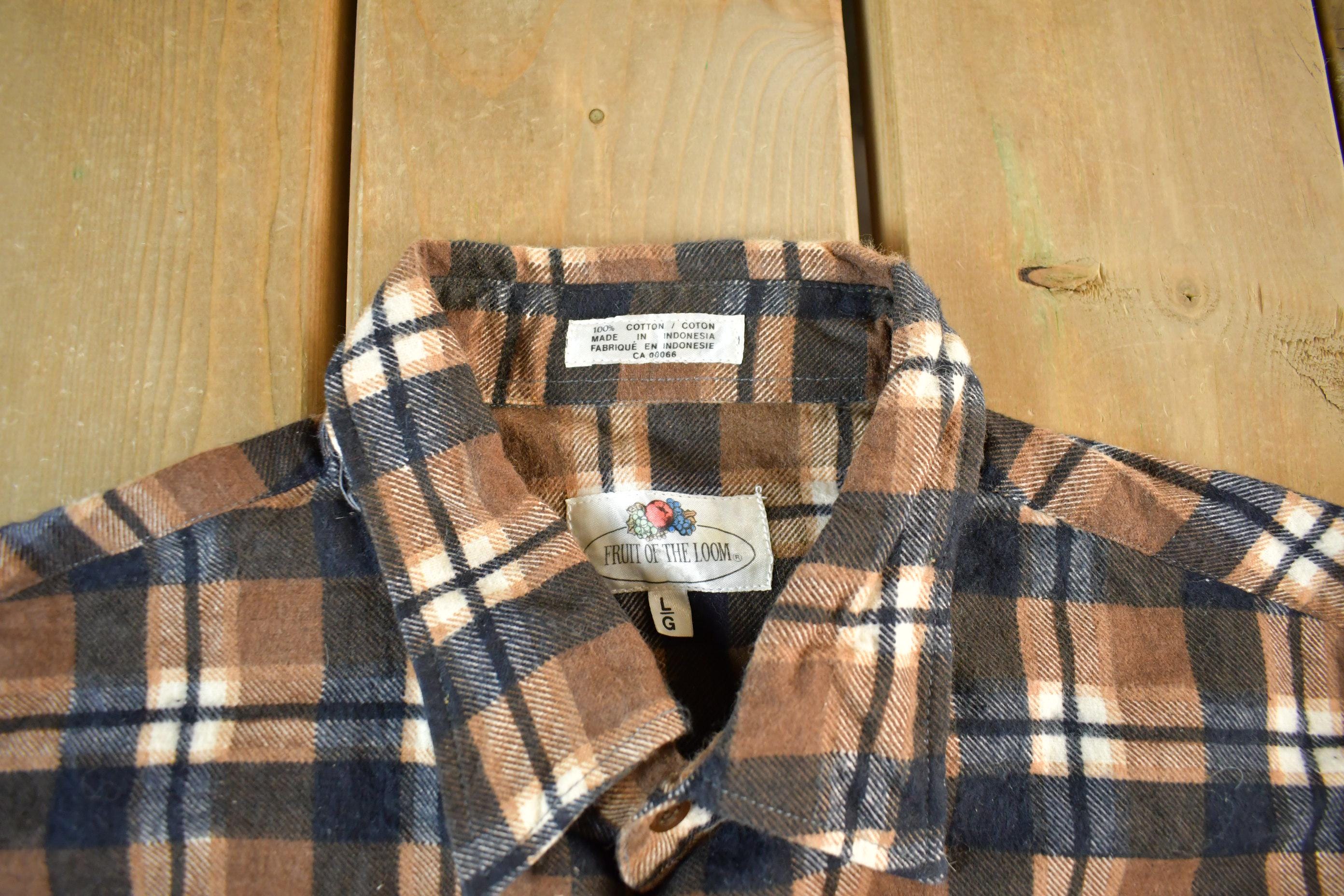 Vintage 1980s Fruit Of The Loom Flannel Button Up Shirt Men's Large