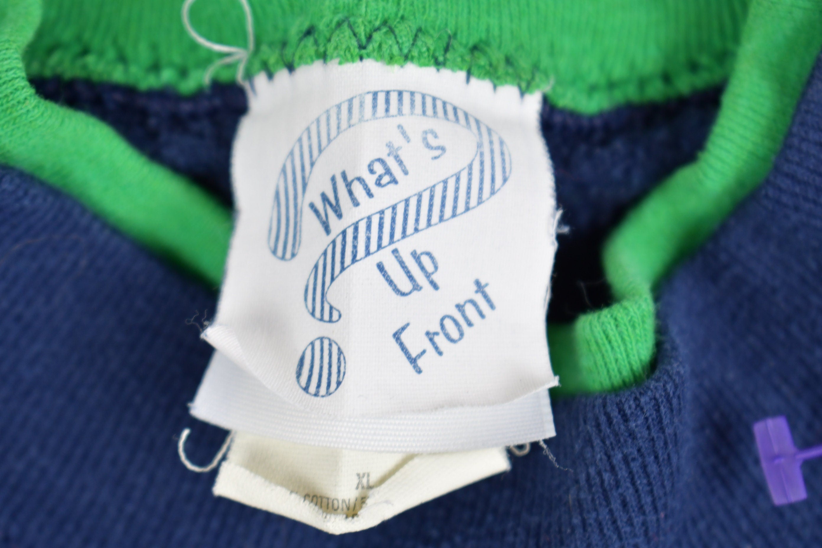 Vintage 1990s Whats Up Front Clover Embroidered Crewneck Sweatshirt