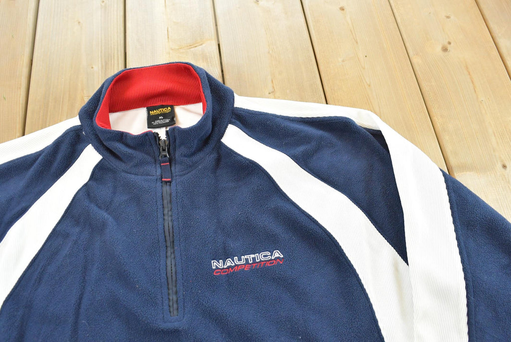 Vintage 1990s Nautica Competition Fleece Sweater Men's M / Outdoorsman / 90s Outdoorsman Sweater / Fleece Hiking Zip up / Made in USA