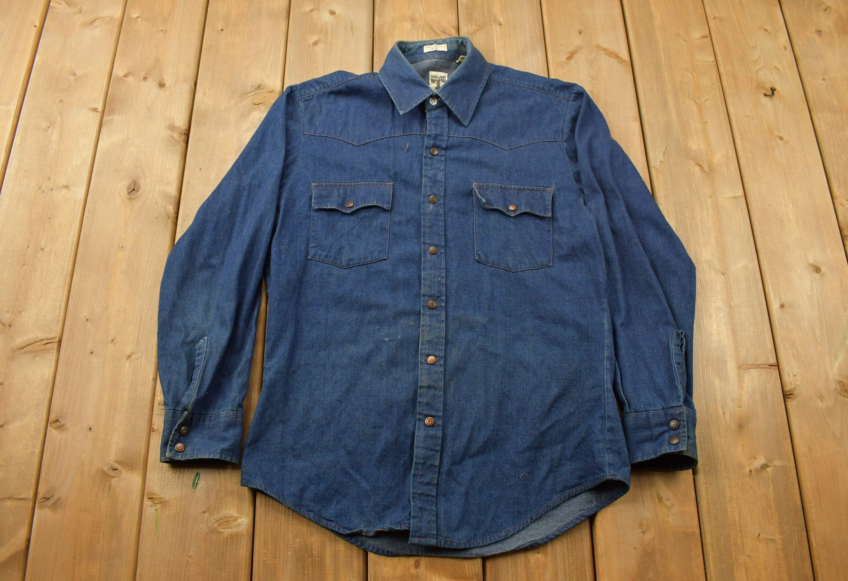 Vintage 1990s Western Button Up Denim Shirt