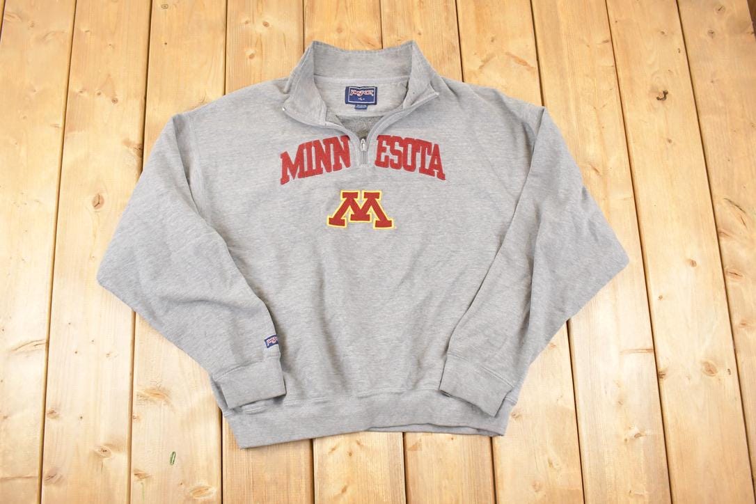 Vintage 1990s Jansport Minnesota Quarter Zip Embroidered University Crewneck Sweater Mens L