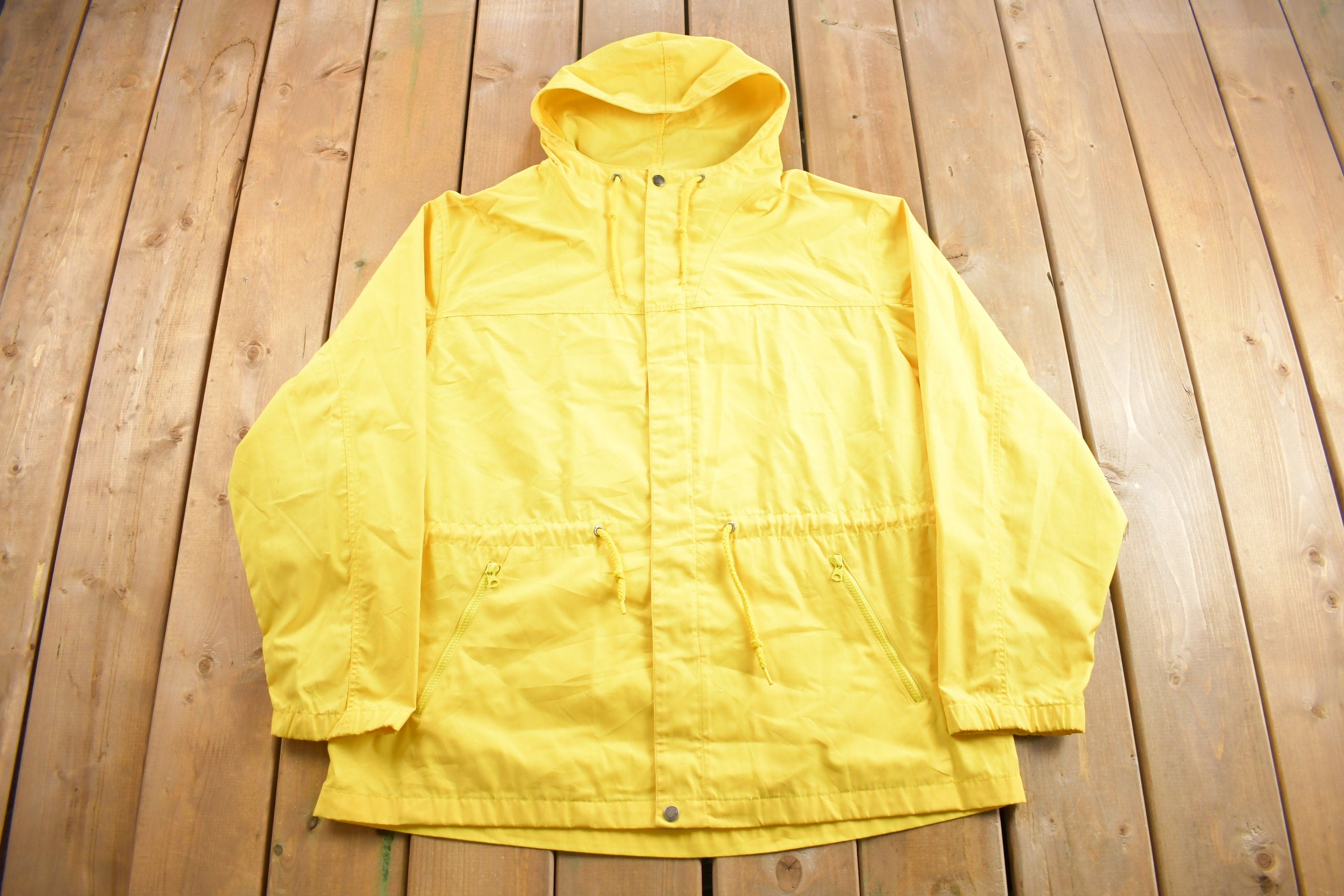 Vintage 1980s Blank Yellow Windbreaker Jacket