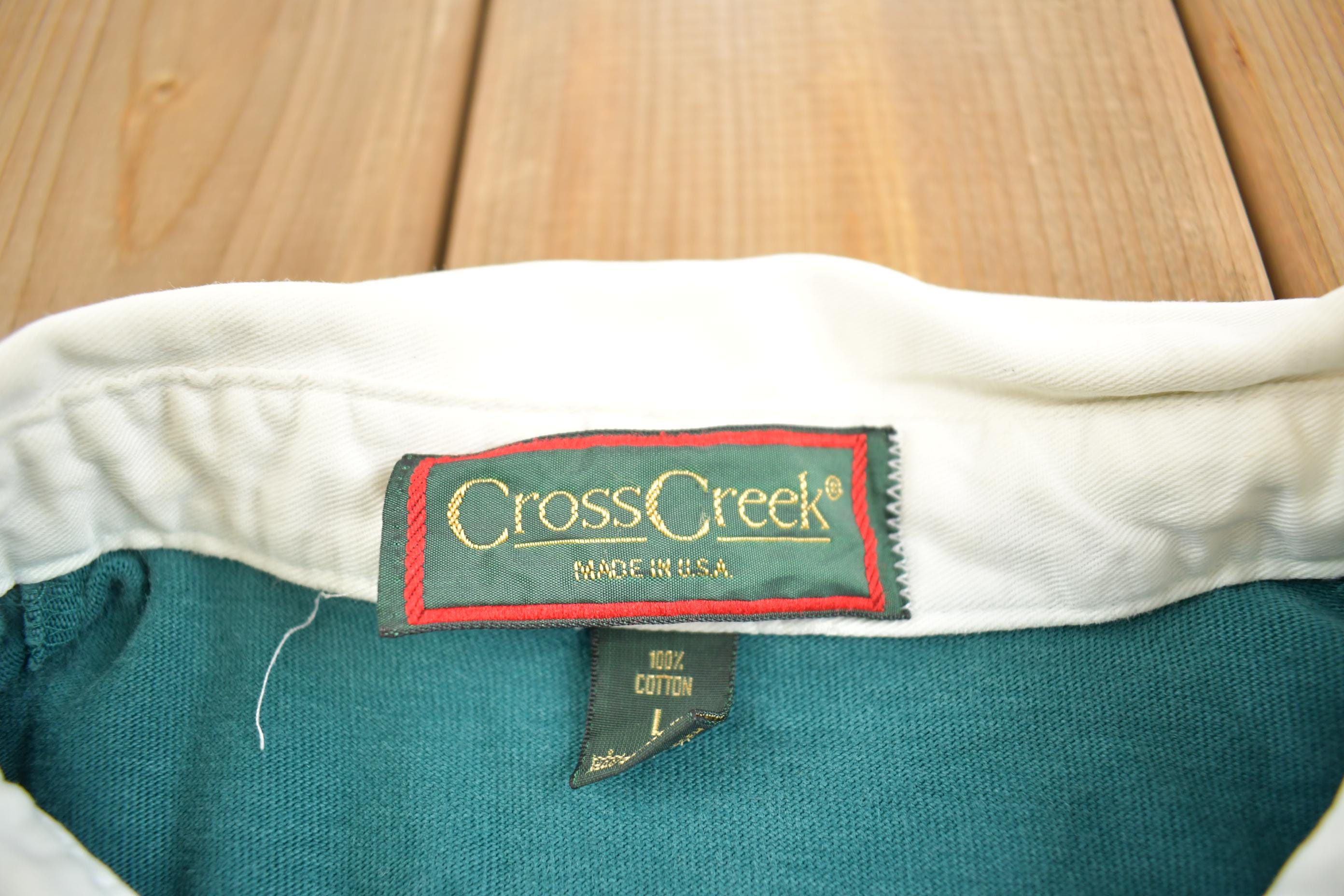 Vintage 1990s Cross Creek Striped Rugby Button Up Shirt Made In USA