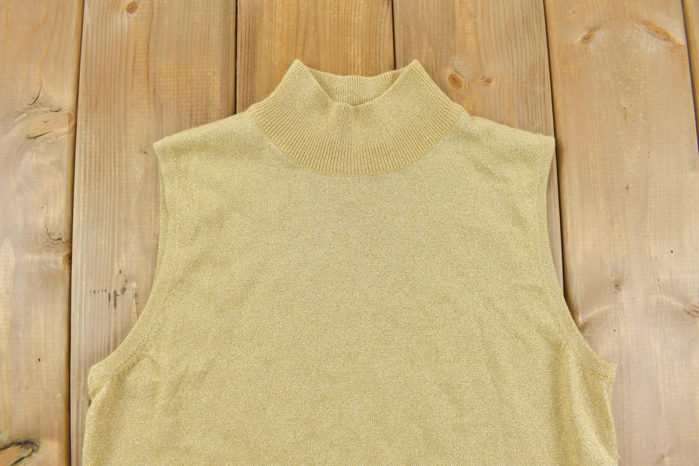 Vintage Y2k Women's Metallic Sleeveless Turtleneck