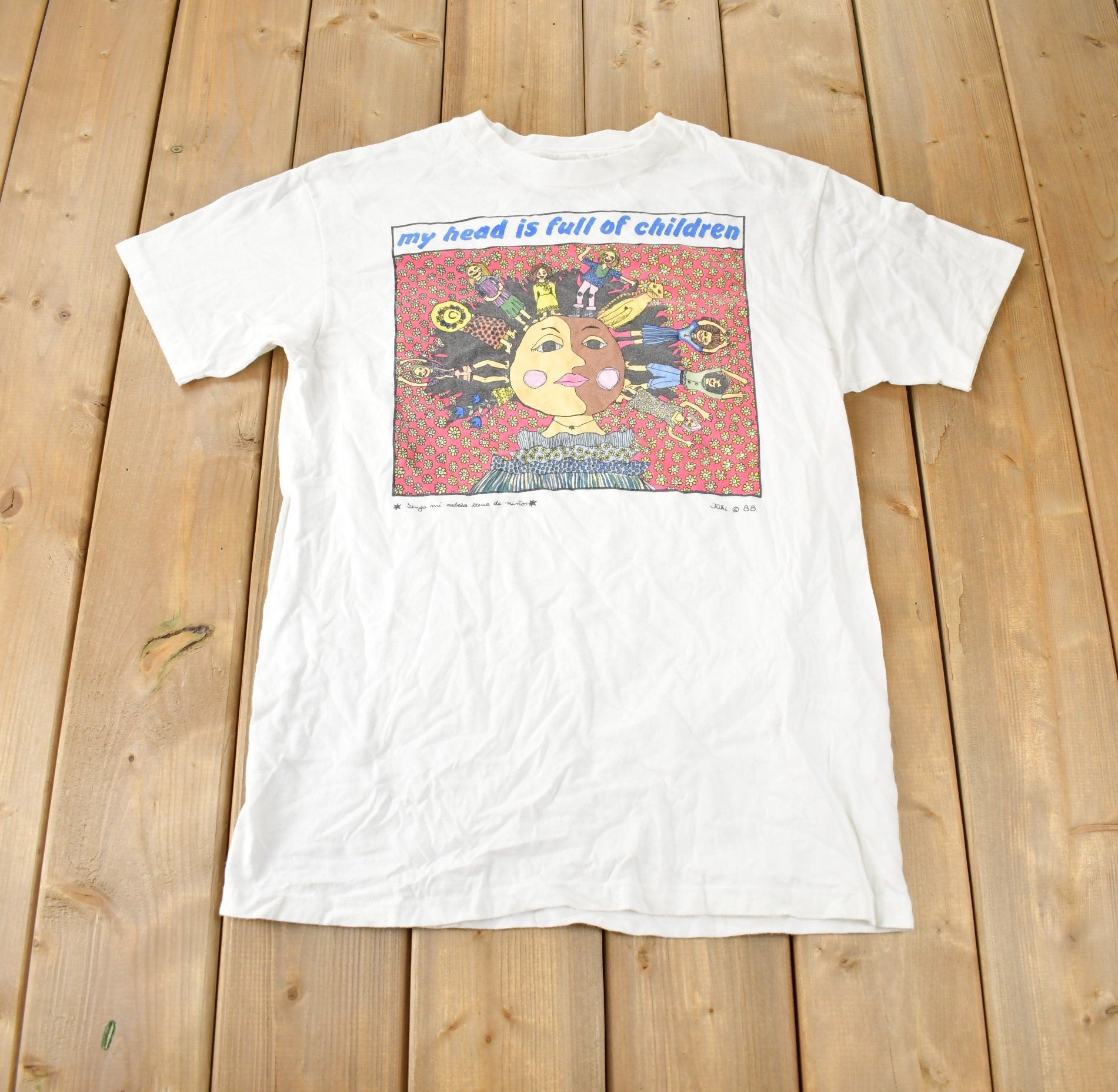 Vintage 1980s My Head Is Full Of ChildrenSingle Stitch Graphic T Shirt Made In USA