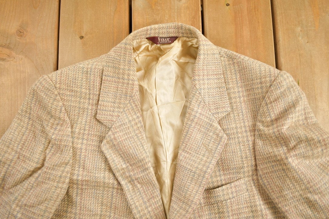 Vintage 1980s Farah Wool Button Down Blazer Jacket / Blazer / Formal Blazer / Pocket / Formal Wear / Retro Blazer / Suit Jacket