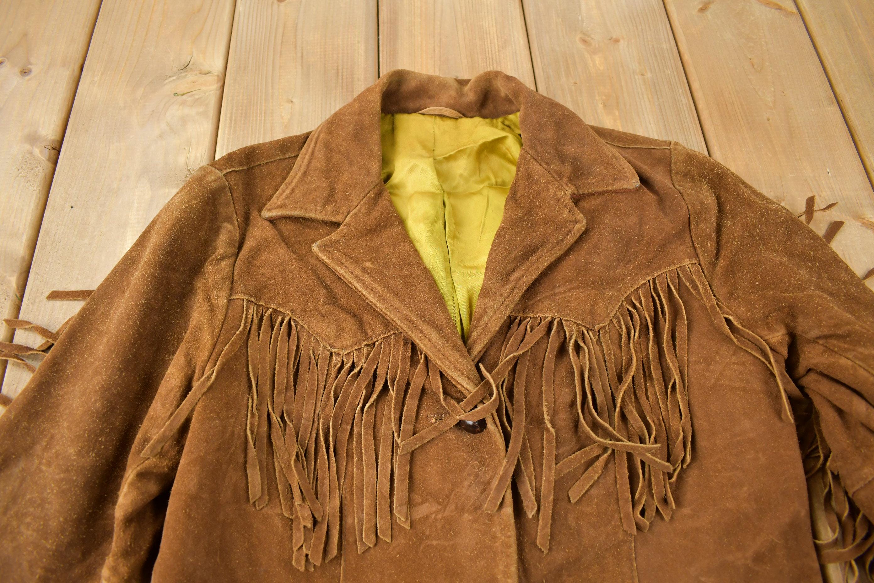 Vintage 1970s Pioneer Wear Fringe Leather Jacket