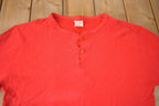 Vintage 1990s LL Bean Henley Thermal Sweatshirt Made In USA