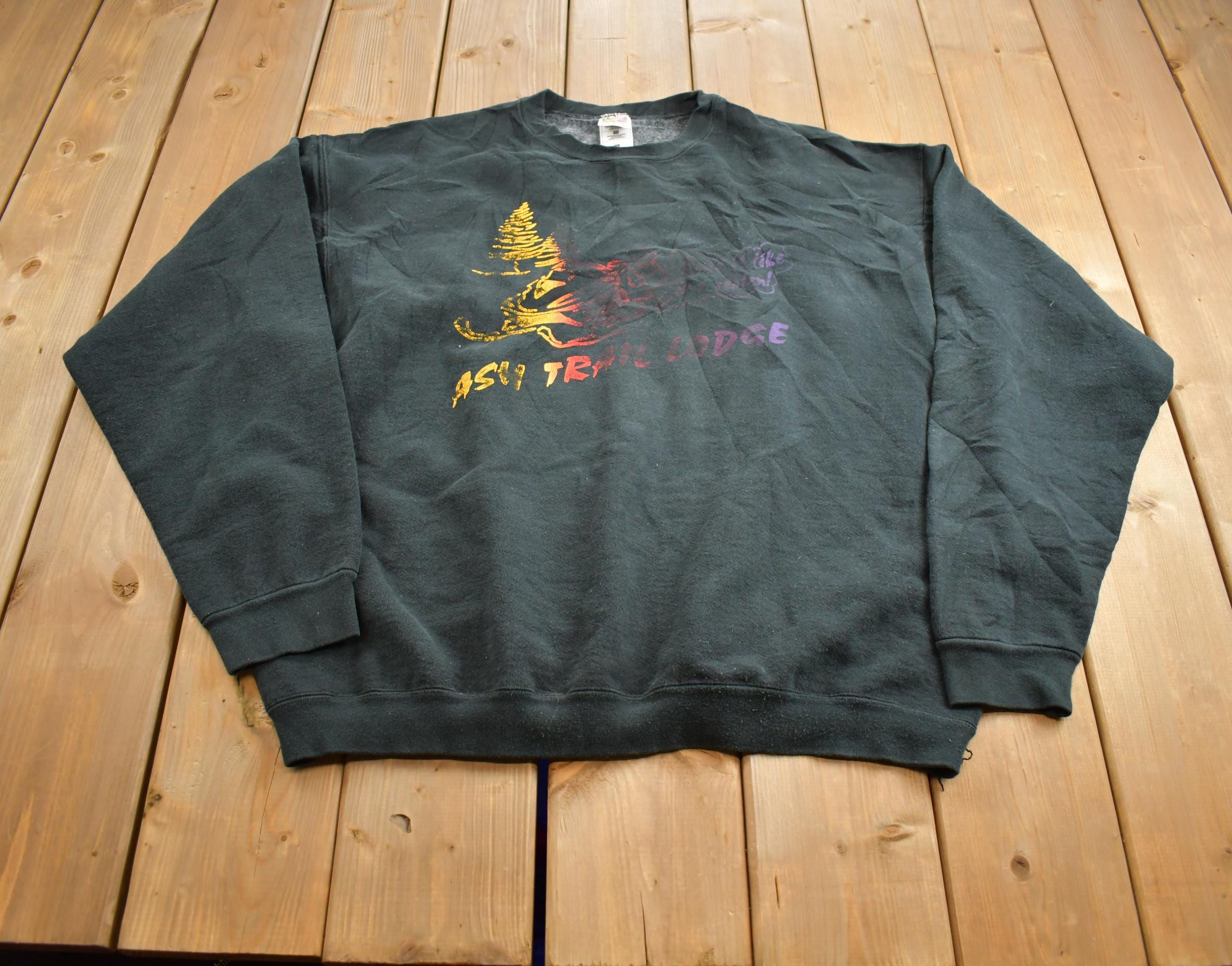 Vintage 1990s ASU Trail Lodge University Snow Mobiling Crewneck Made In USA