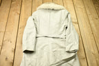 Vintage 1970s Off White Leather With Grey Fox Trim Penny Lane Trench Coat