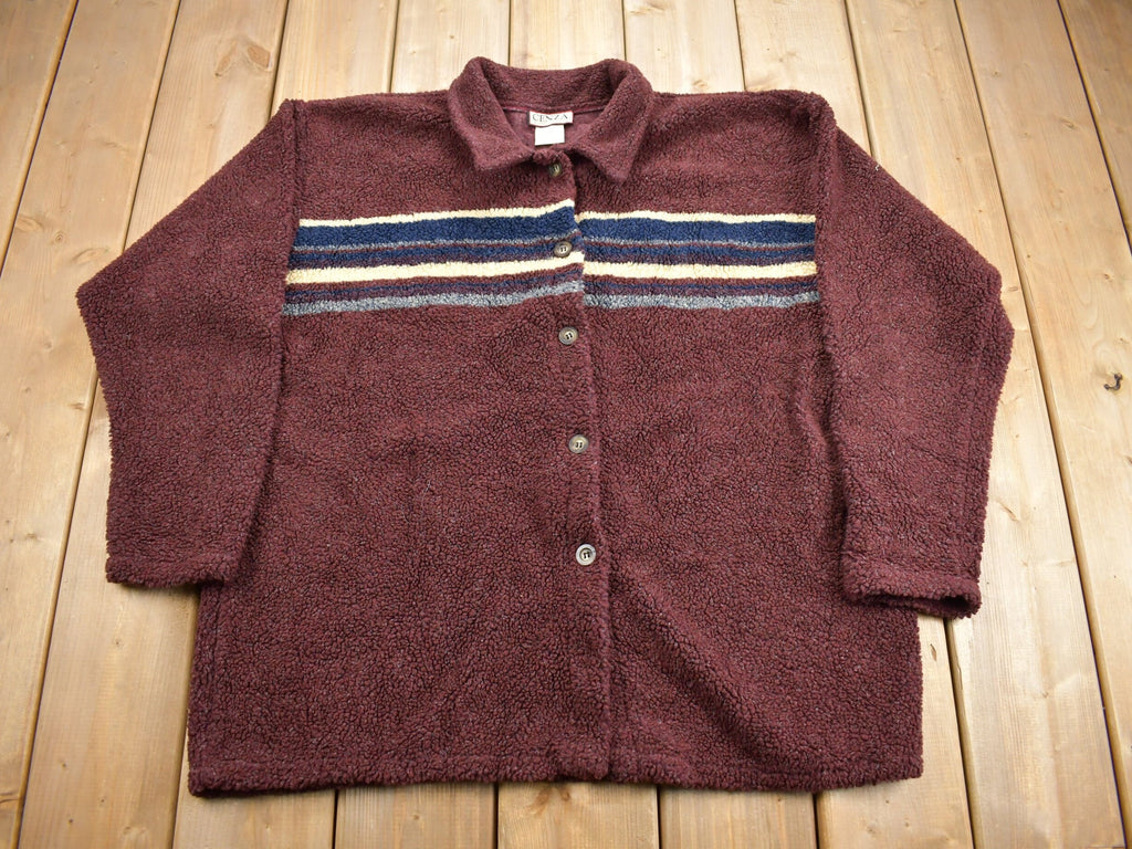 Vintage 1990s Fleece Button Up Woman's Sweater
