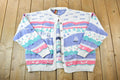 Vintage 1990s Northern Reflections Knit AOP Boating Abstract Pattern Crewneck Sweater