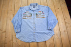 Vintage 1990s Noahs Arc Embroidered Denim Button Up Shirt