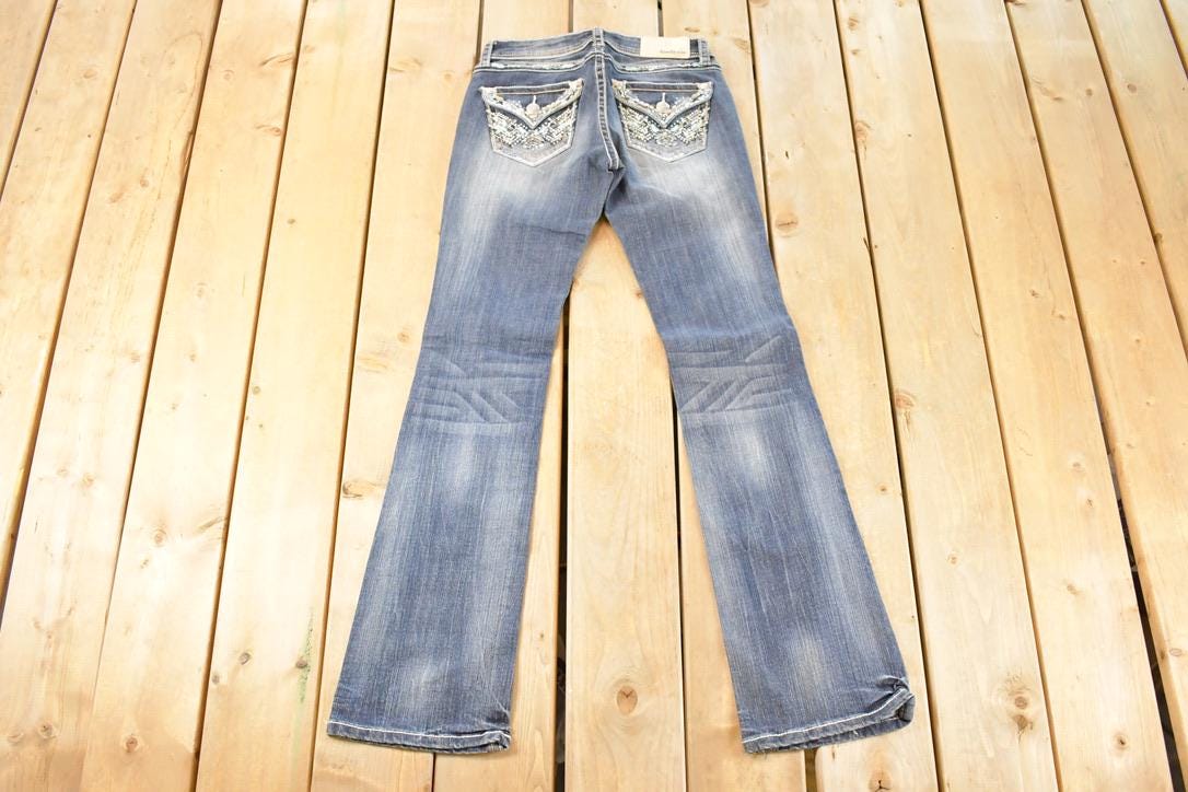 Vintage Deadstock Y2K Grace In LA Bedazzled Low Rise Jeans Women's Size 27 x 32