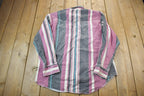 Vintage 1990s Graphic Button up Striped T-Shirt