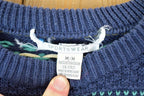 Vintage 1990s Sportswear Chunky Knit Abstract Pattern Crewneck Sweater Made In 90s Crewneck 100% Cotton