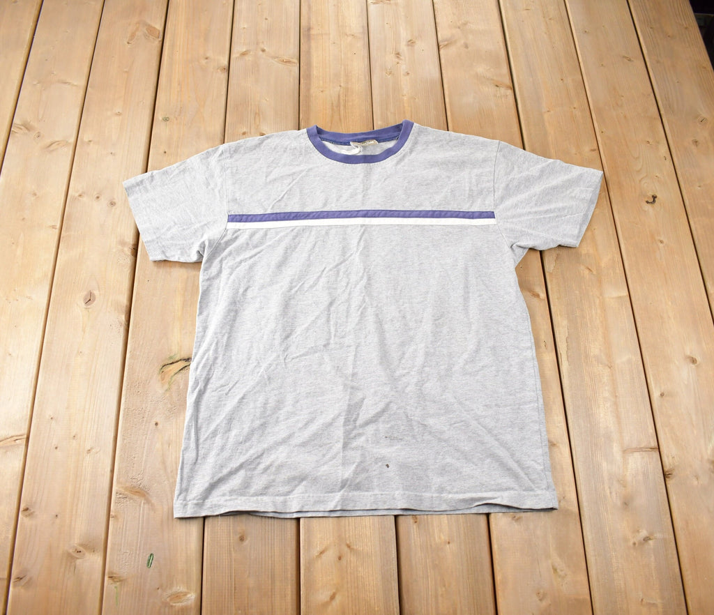 Vintage 1990s Industrial Rags Striped T Shirt Made In USA Size L