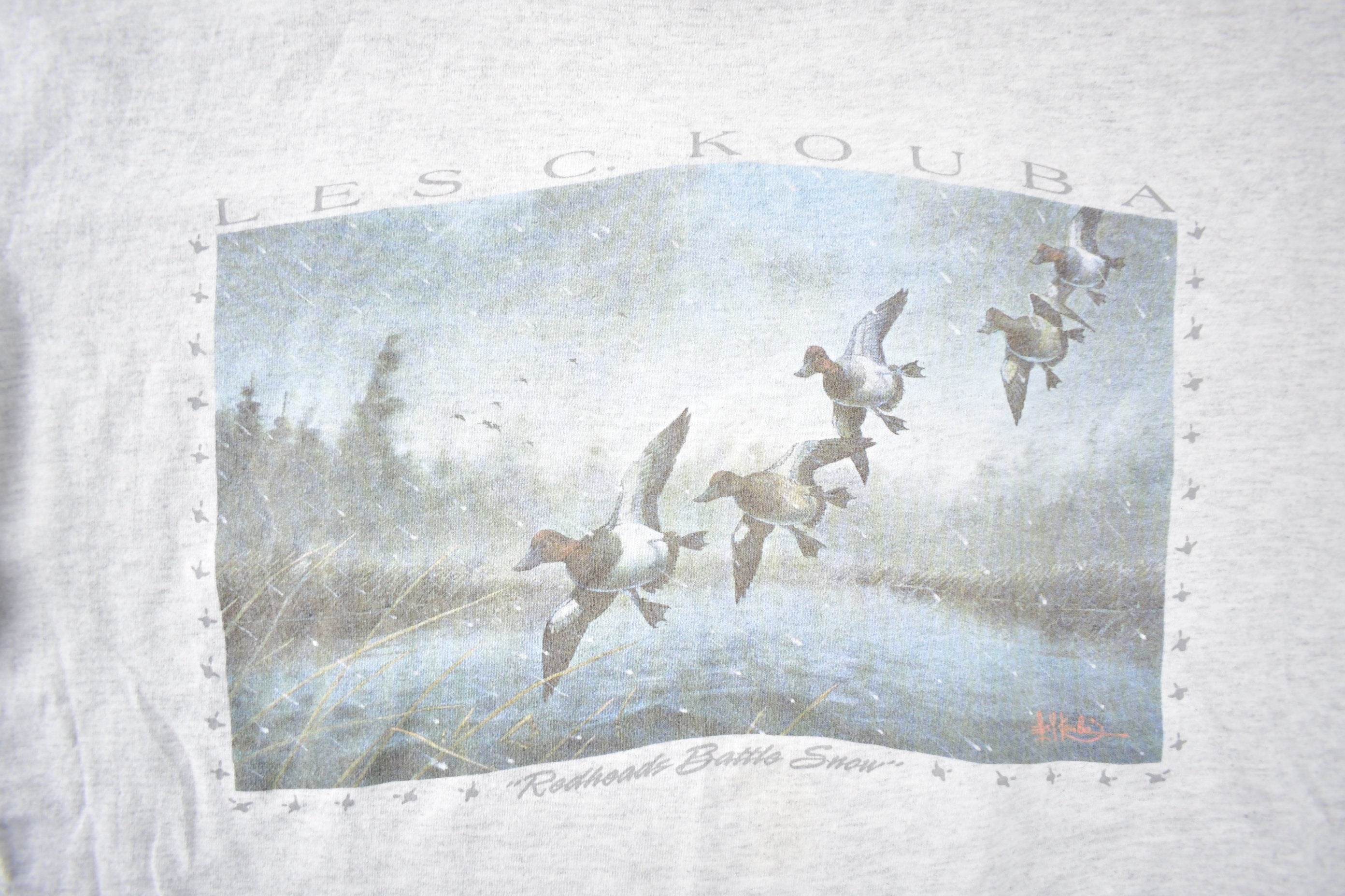 Vintage 1990s Les C Kouba Bird Theme Graphic T-Shirt Made In USA Size XL