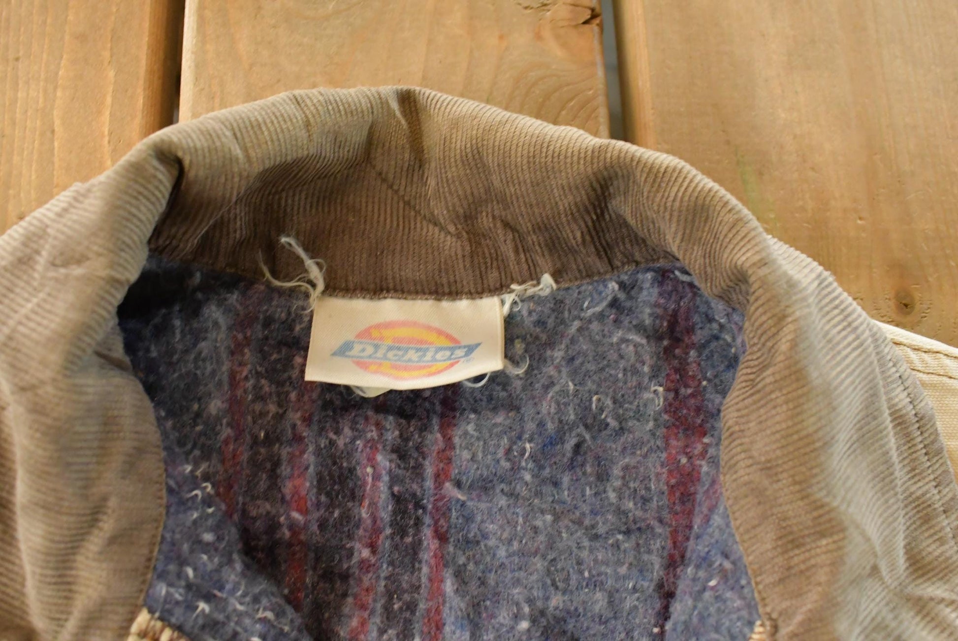 Vintage 1990s Dickies Blanket Lined Distressed Chore Jacket Men's Medium / 90s Dickies / Denim Jacket / Vintage Workwear / Barn Coat