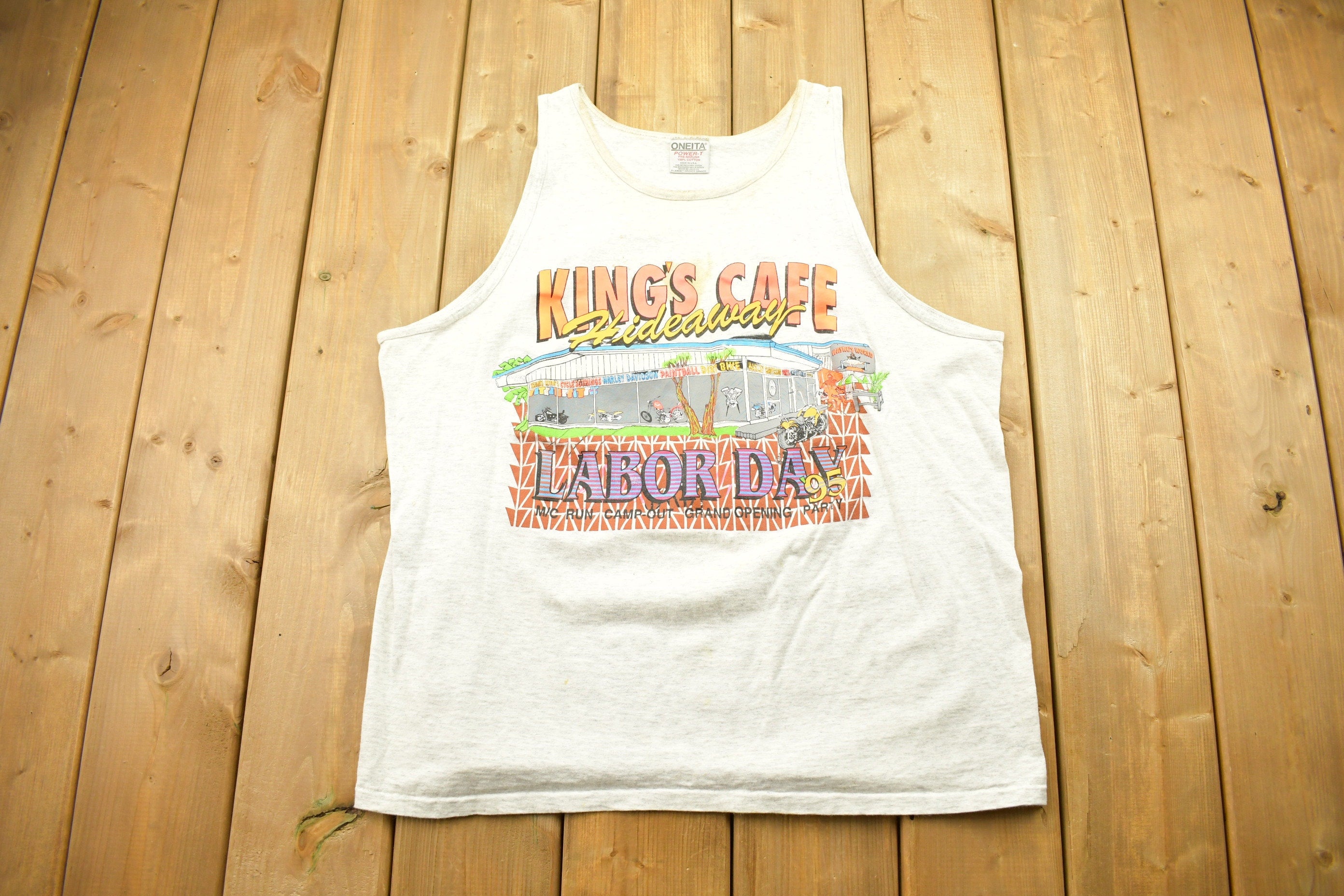 Vintage 1995 Kings Café Hideaway Labour Day Tank Top