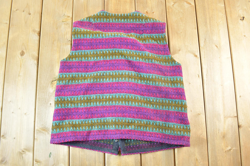 Vintage 1970s Betty Johnson Button Up Knit Sweater Vest Womens Large