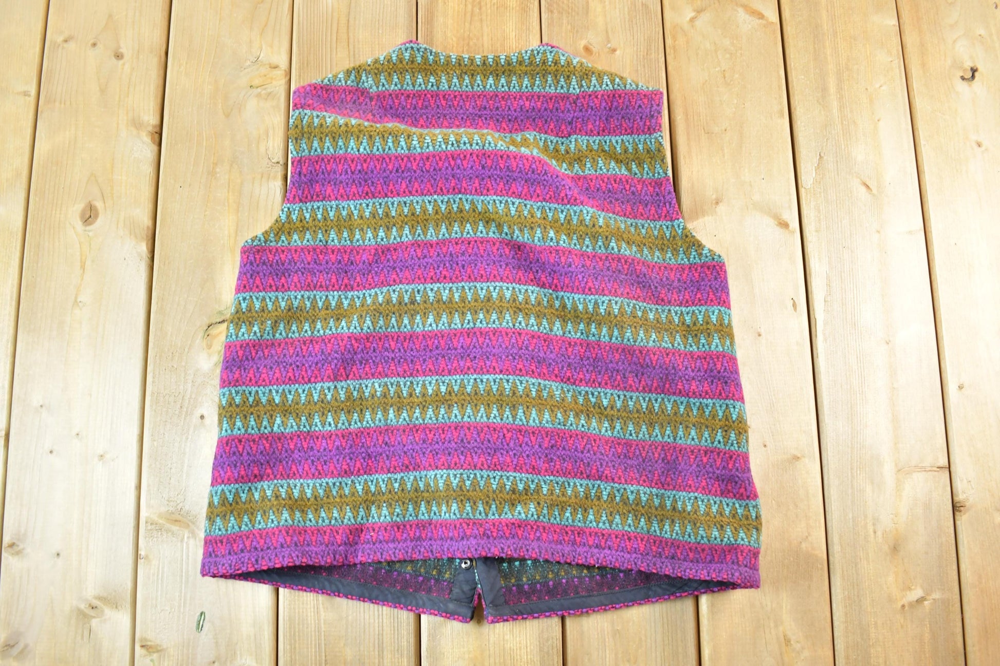 Vintage 1970s Betty Johnson Button Up Knit Sweater Vest Womens Large