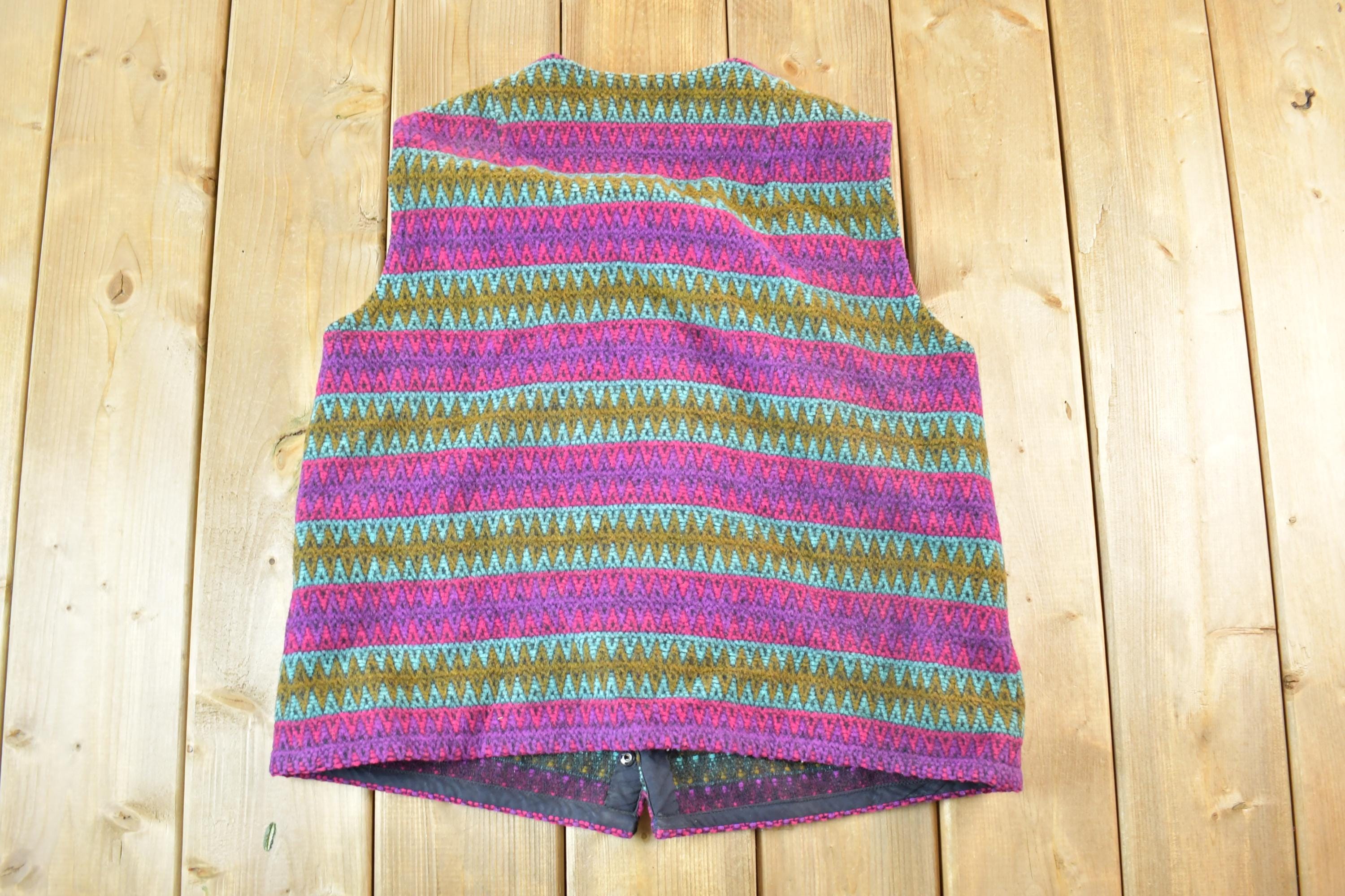 Vintage 1970s Betty Johnson Button Up Knit Sweater Vest Womens Large