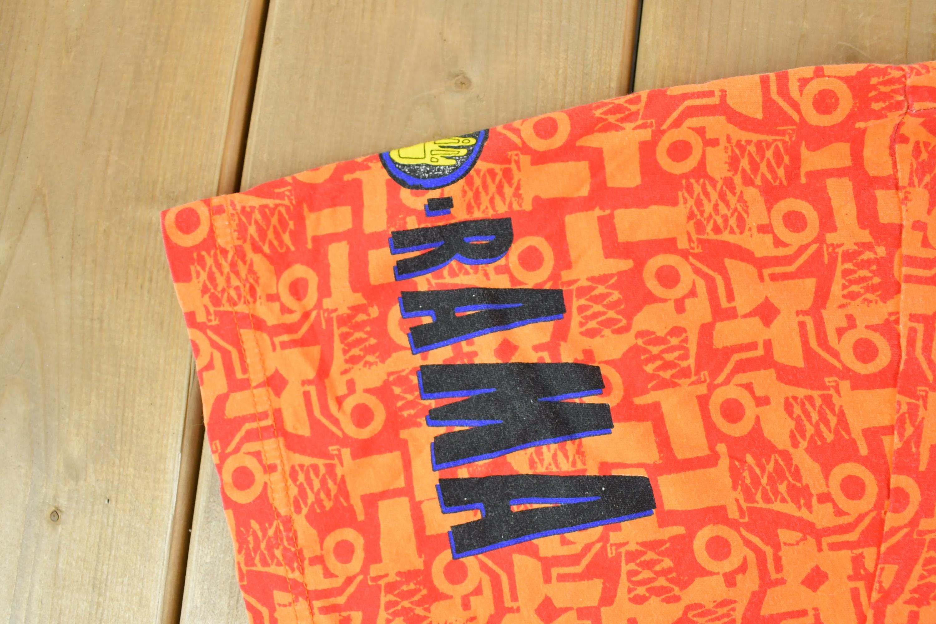Vintage 1988 Body Glove All Over Print Neon Single Stitch Surfing T-Shirt