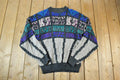 Vintage 1990s Todays News Knit Abstract Pattern Crewneck Sweater  90s Crewneck  Preppy Knits