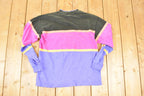Vintage 1990s Lands End Big Striped Double Collar Crewneck Sweatshirt Women's L
