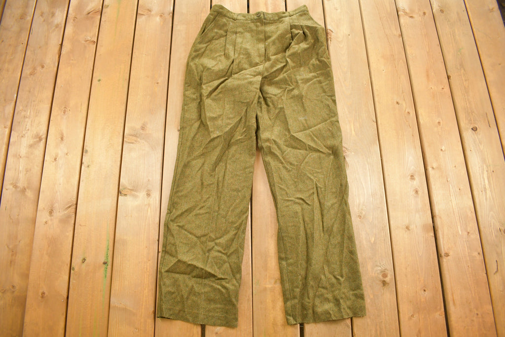 Vintage 1990s Pleated Hunters Run Wool Trousers Size 30 x 31.5