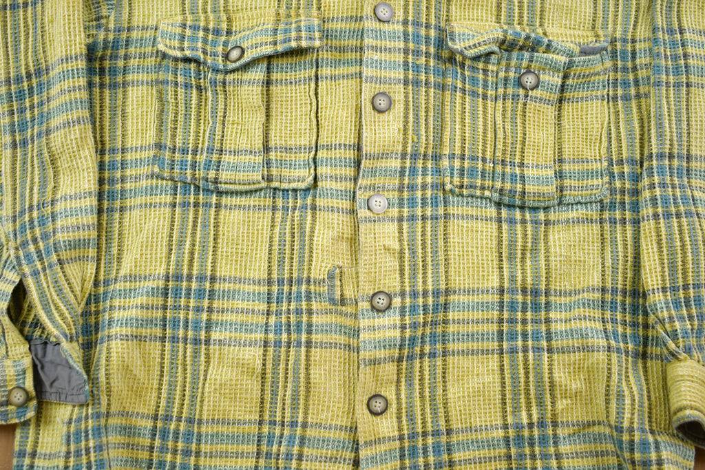 Vintage 1990s News Plaid Button Up Shirt / 1990s Button Up / Vintage Flannel / Plaid Flannel / Casual Shirt / Formal Shirt