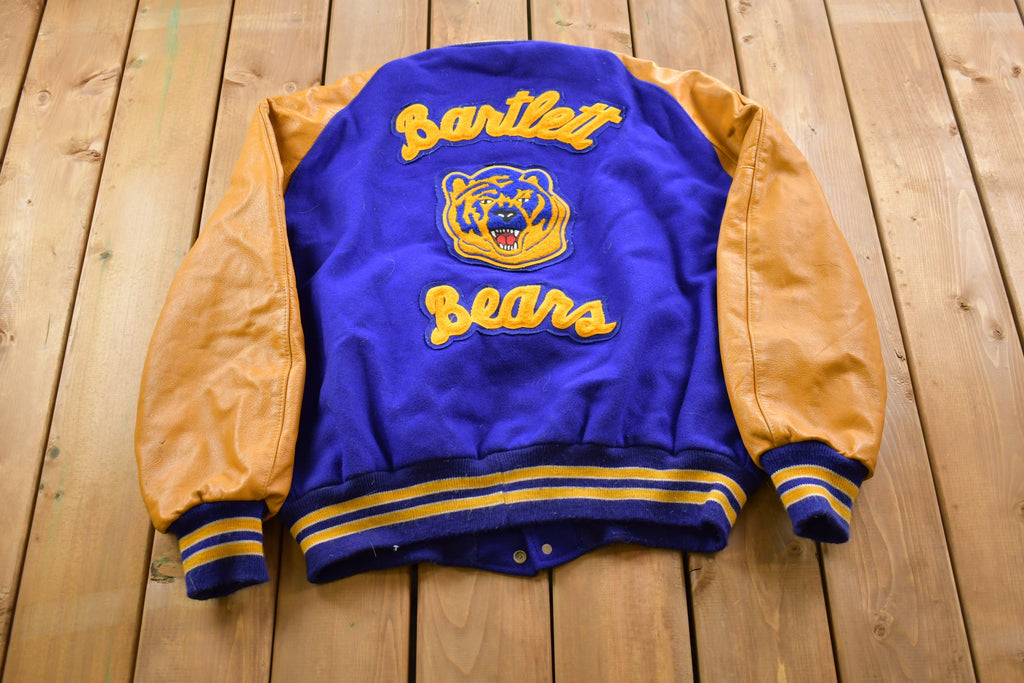 Vintage 1990s DeLong Bartlett Bears Leather Varsity Jacket