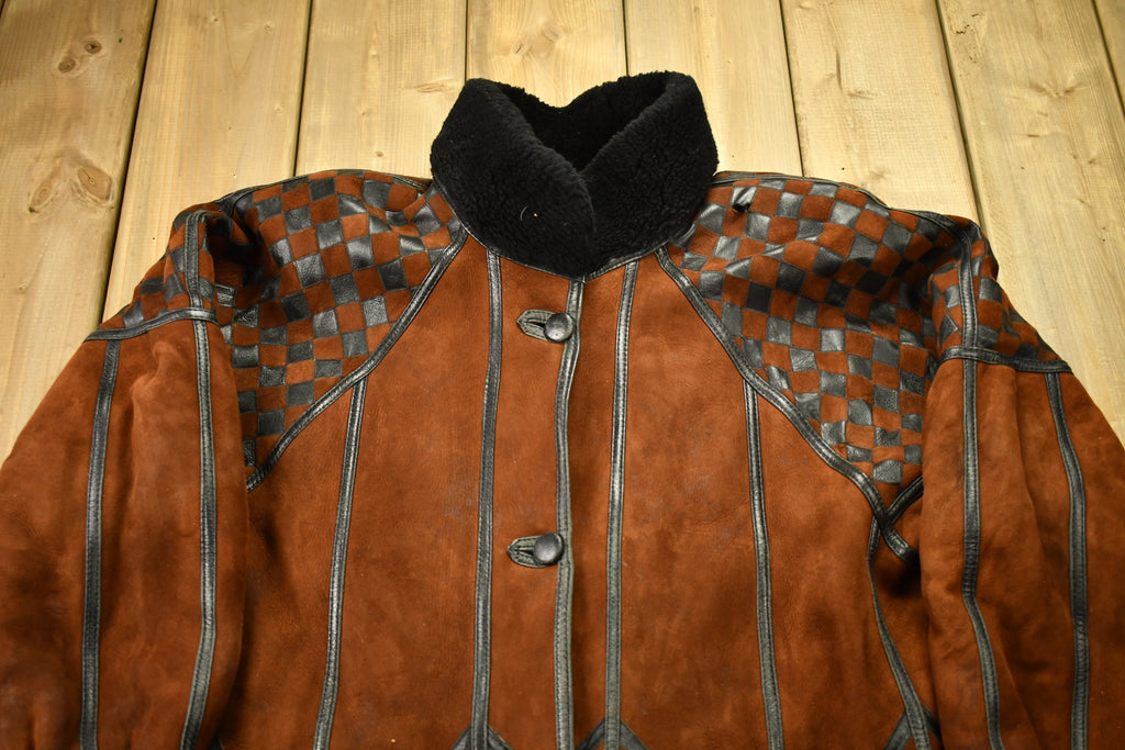 Vintage 1980s Abstract Pattern Shearling Coat