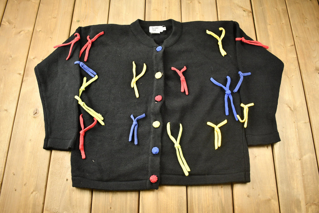 Vintage 1990s Bonnie And Bill Abstract Cardigan Sweater / Vintage Cardigan / Button Up / Embroidered / Confetti