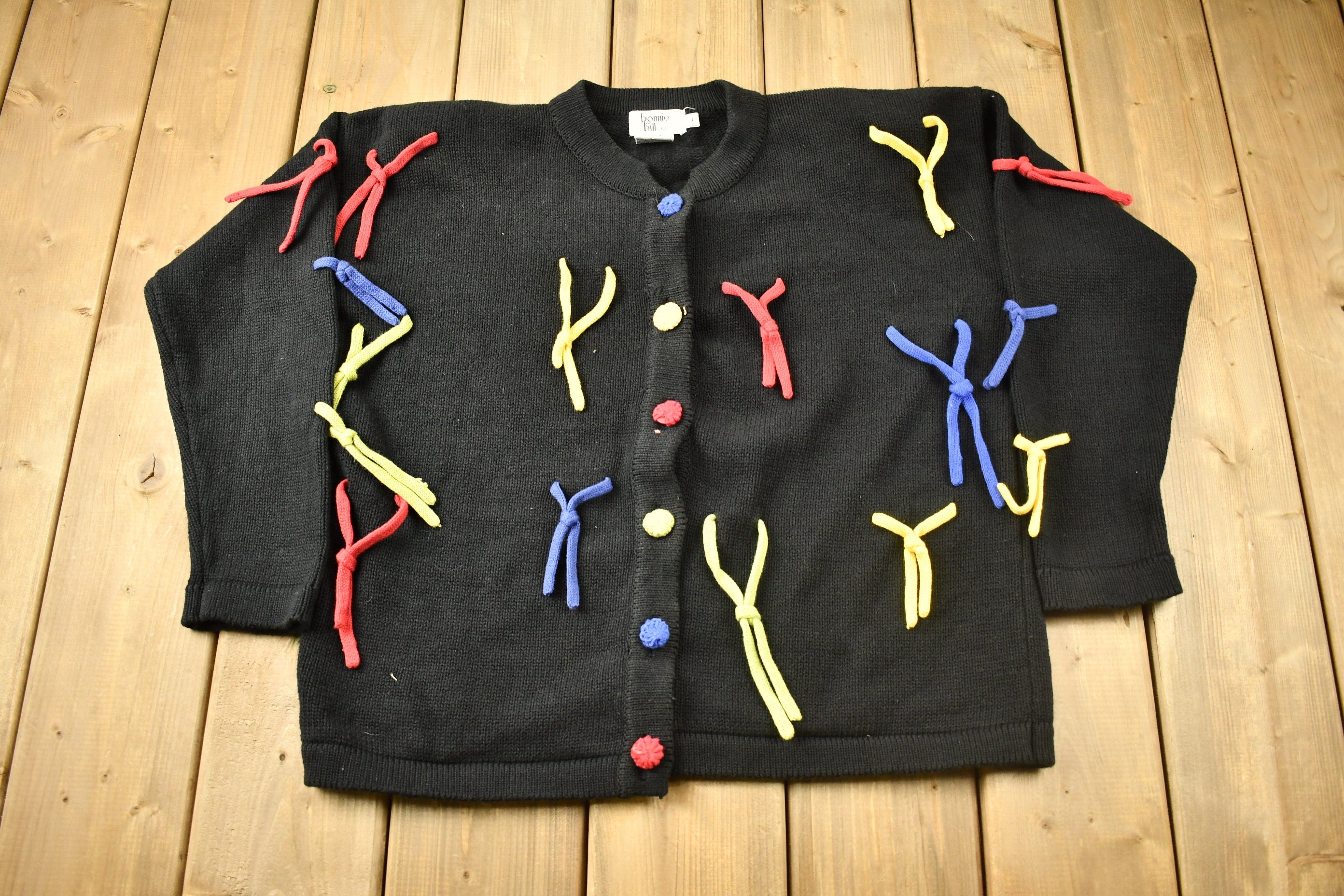 Vintage 1990s Bonnie And Bill Abstract Cardigan Sweater