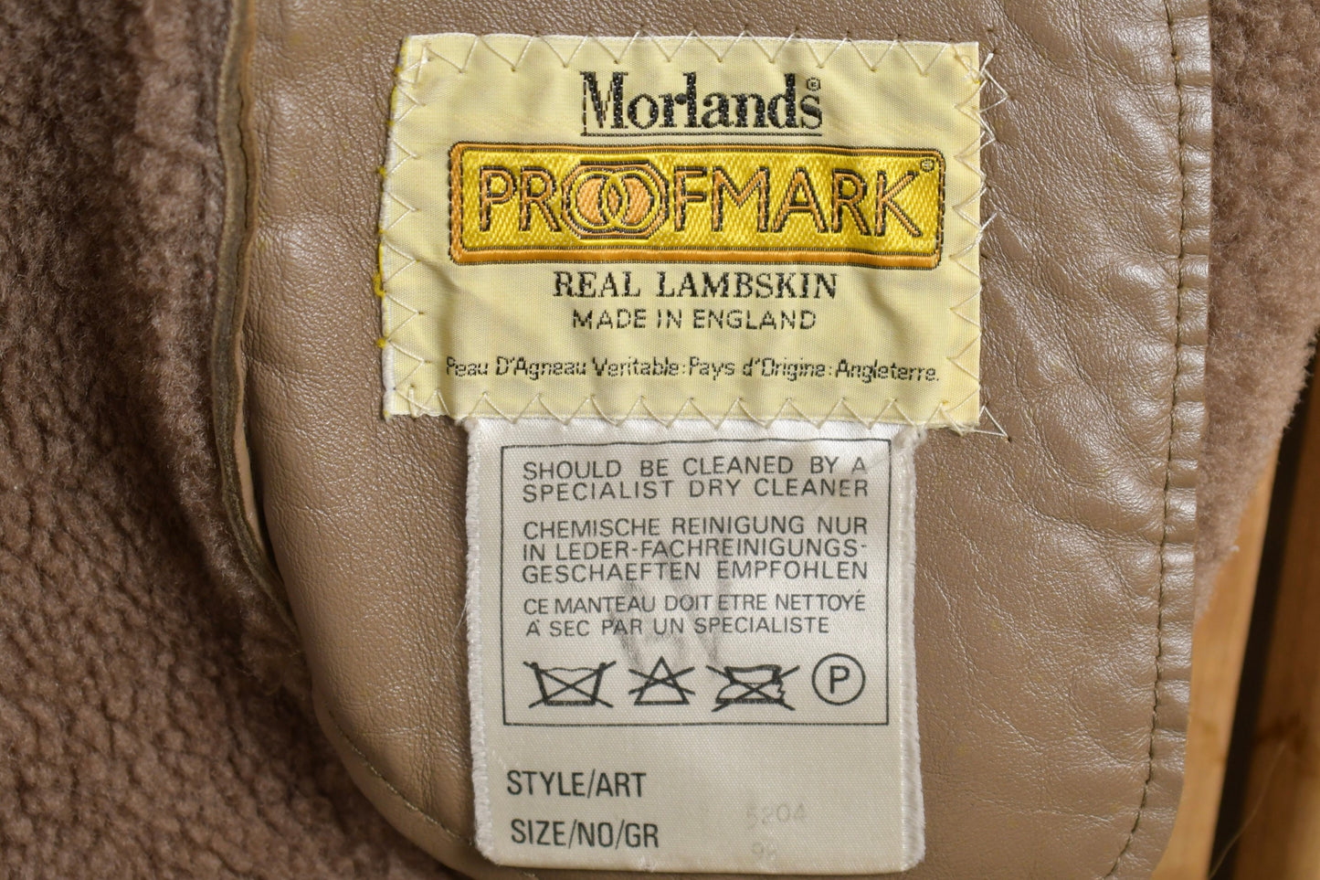 Vintage 1980s Morlands Lambskin Sheerling Leather Jacket / Button Up Winter Outerwear / Streetwear / Suede / Made in England