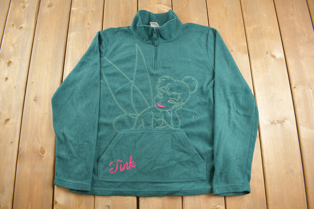 Vintage 1990s Disney Tinkerbell Embroidered Fleece Sweater  Zip Up  Vintage Fleece  Cartoon  Pullover Sweatshirt  Streetwear