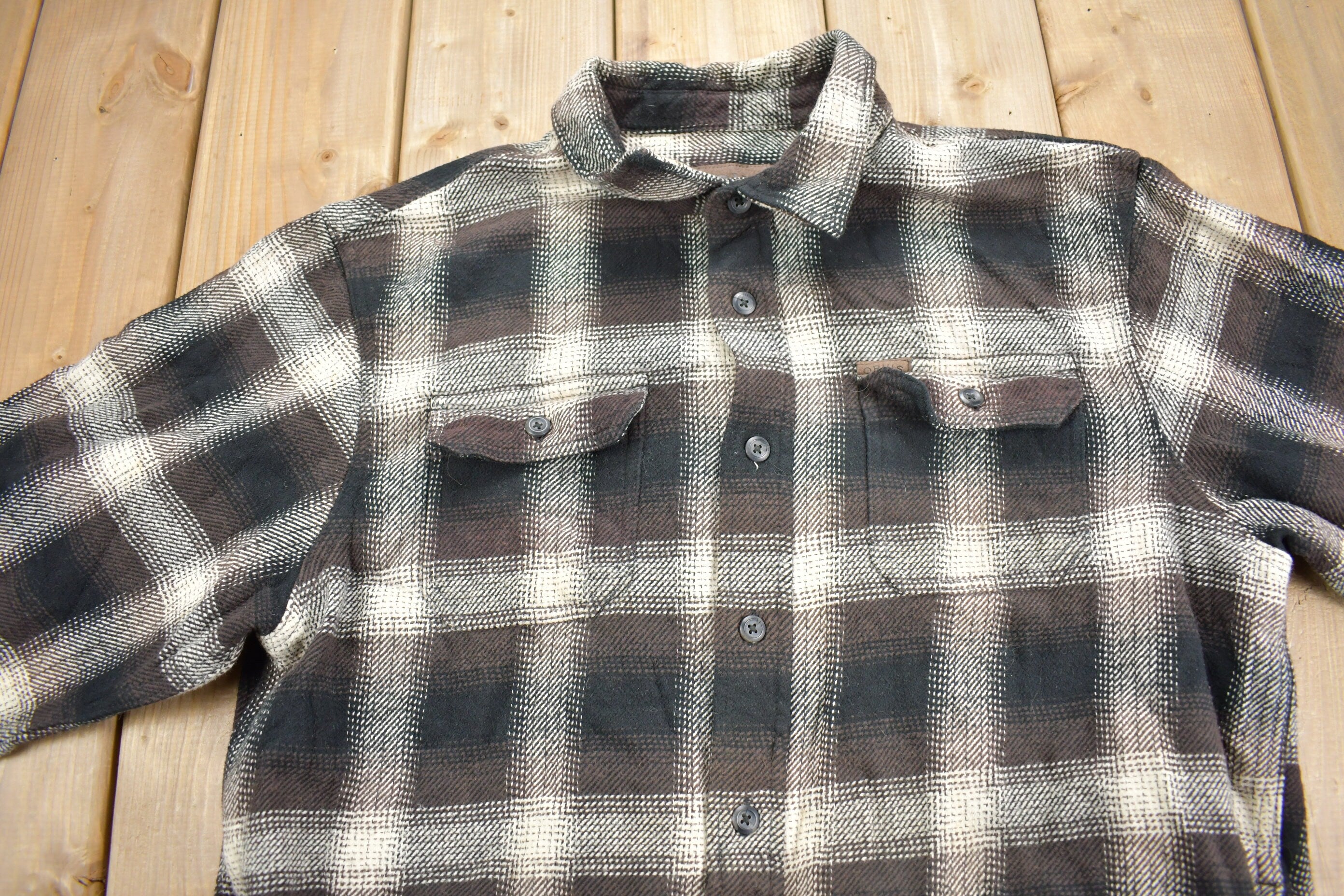 Vintage 1990s Orvis Shadow Plaid Button Up Shirt