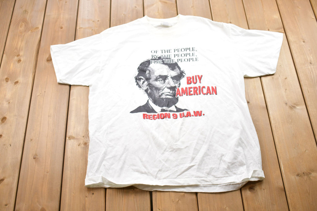 Vintage 1990s Buy American Region 9 Graphic T-Shirt