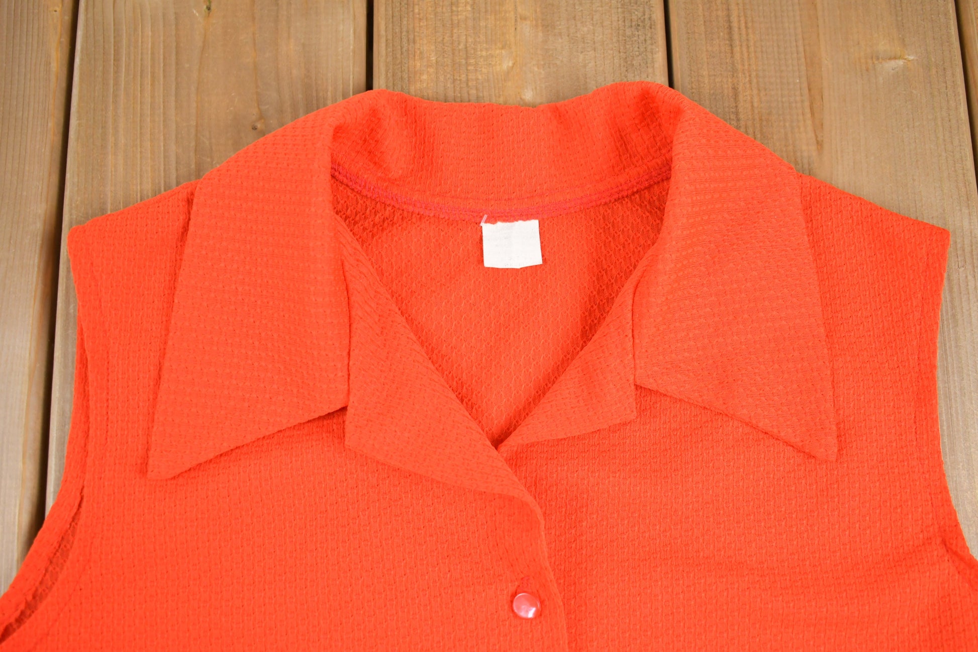 Vintage 1970s Sleeveless Button Up Shirt