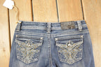 Vintage Deadstock Y2K Grace In LA Bedazzled Bootcut Low Rise Jeans Women's Size 27 x 32