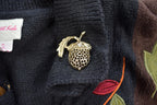 Vintage 1990s Crystal Kobe Fall Weather Embroidered Knit Cardigan Sweater