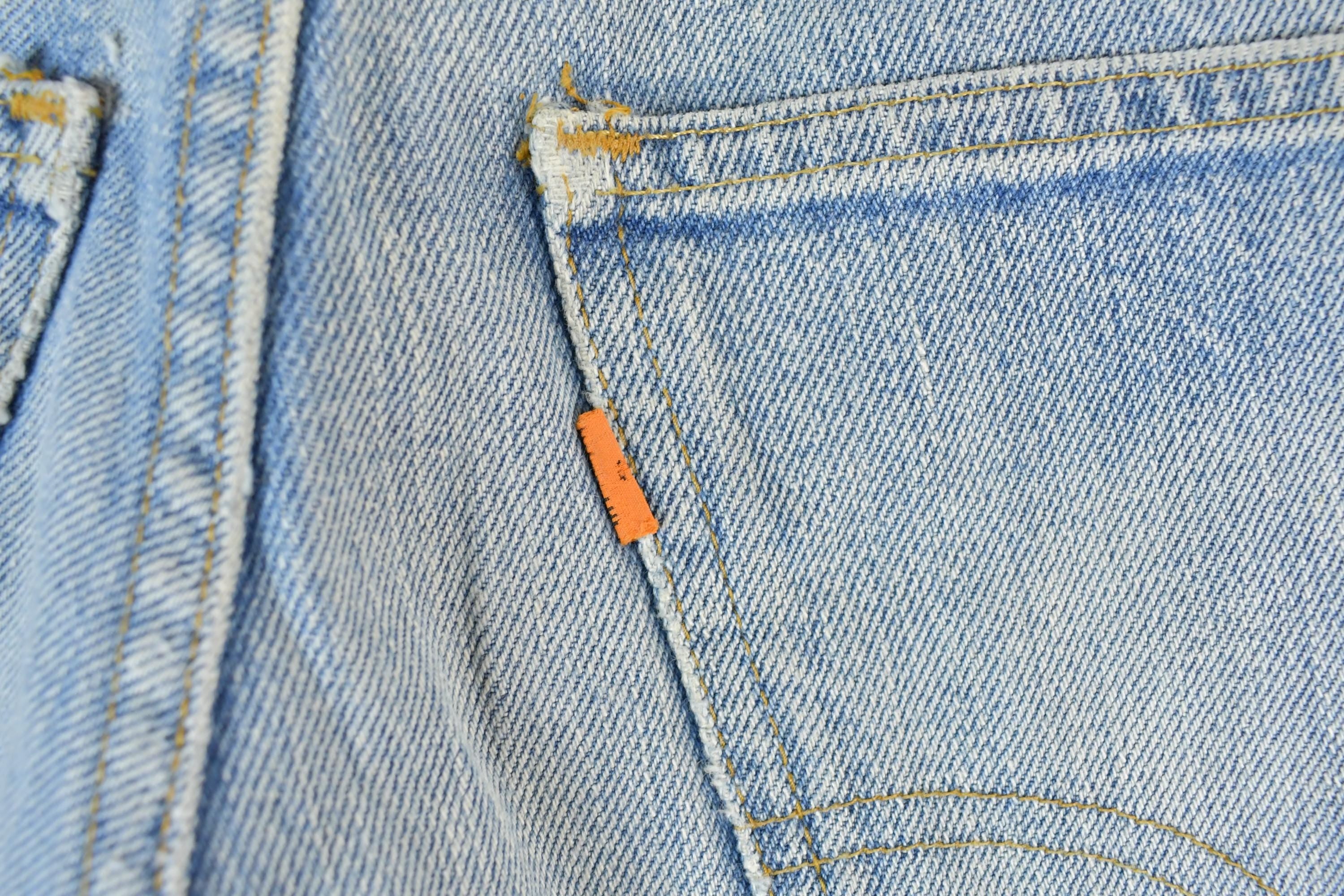 Vintage 1990s Levi Strauss Orange Tab Denim Bell Bottom Wide Leg Jeans Size 32 x 27