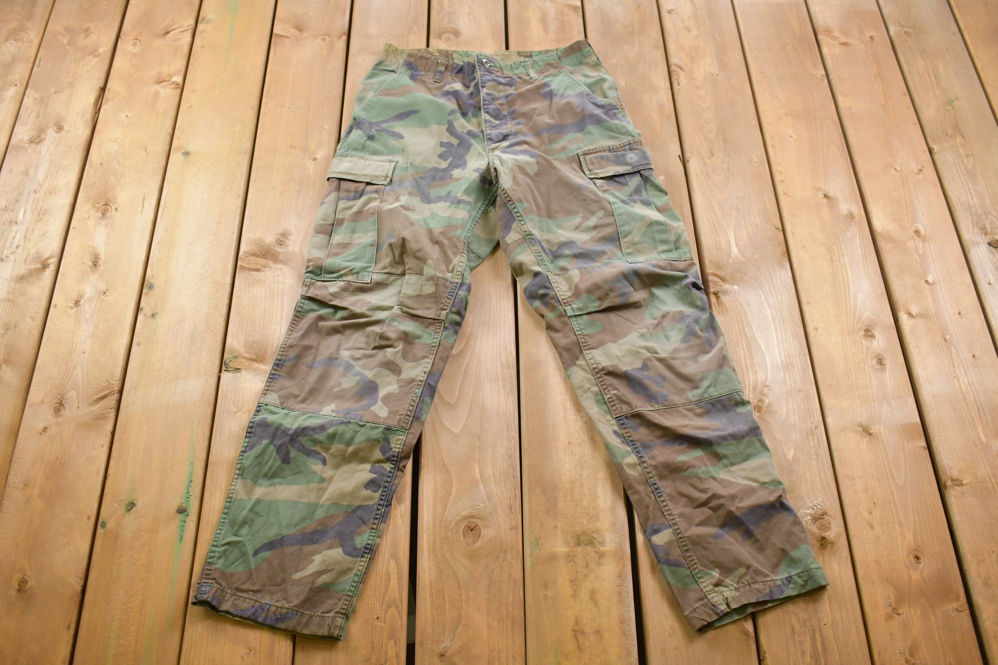 Vintage 2001 Military Woodland Camouflage Cargo Pocket Pants