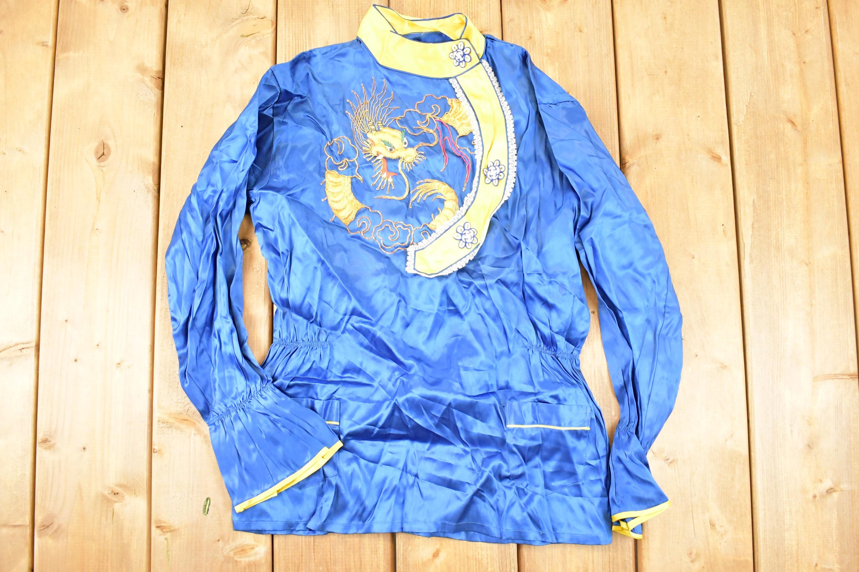 Vintage Y2K Chinese Dragon Button Up Shirt Women's S