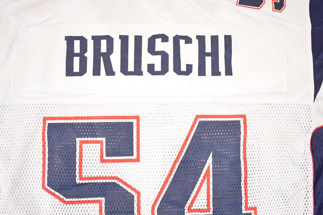 Vintage Y2K Reebok New England Patriots Tedy Bruschi NFL Jersey Men's L / Football Fan Apparel / 2000s Sportswear / Single Stitch Tee
